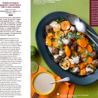 Boulettes boeuf, patate douce sauce caca...