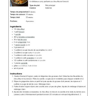 Curry végétarien au chou-fleur et broc...