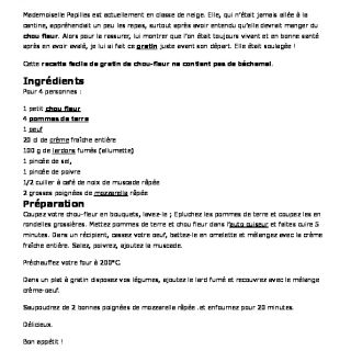 Gratin de chou fleur et pommes de terre,...