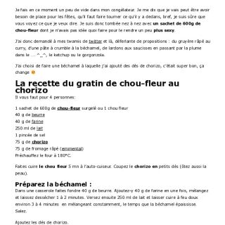 Gratin de chou-fleur au chorizo