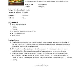 Gratin de pommes de terre au brocoli et ...