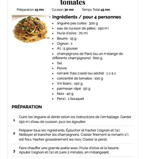 Linguine aux champignons en sauce tomate...