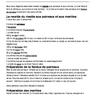 Risotto aux poireaux et aux morilles, un...