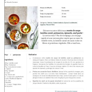 Soupe de lentilles corail épinard potir...