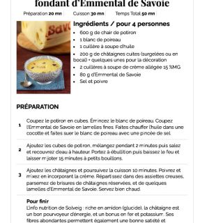 Soupe de potiron et châtaignes au fonda...