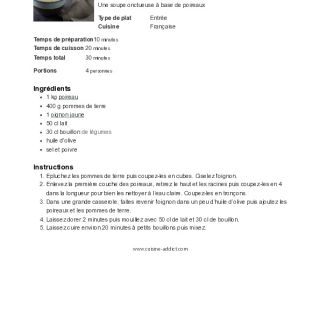 Velouté de poireaux et pommes de terre