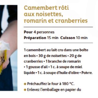 camembert rôti noisettes cranberries