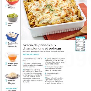 gratin penne champignons poireaux