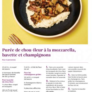 purée choux fleur mozza bavette et cham...