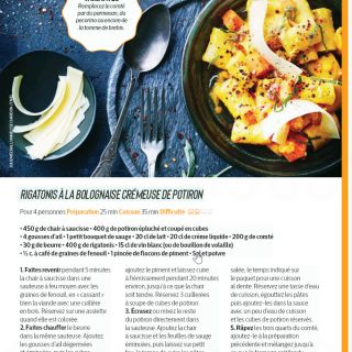 rigatoni bolognaise potiron