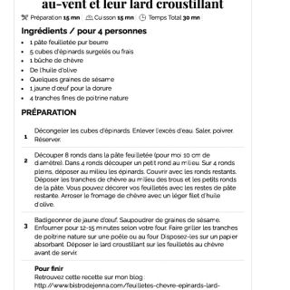 vol au vent chèvre épinard