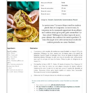 Cookies pistache au coeur fondant chocol...