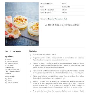 Crème vanille façon crumble aux abrico...