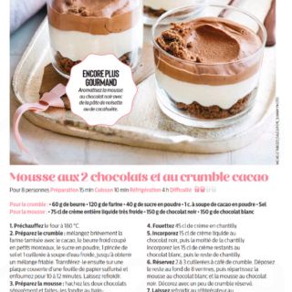 Mousse 2 chocolats crumble cacao