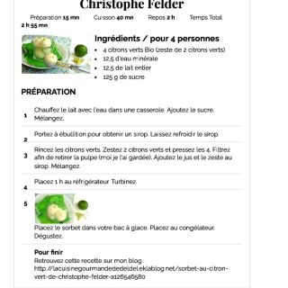 Sorbet au citron vert, recette de Christ...