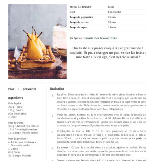 Tarte aux poires, chocolat et praliné