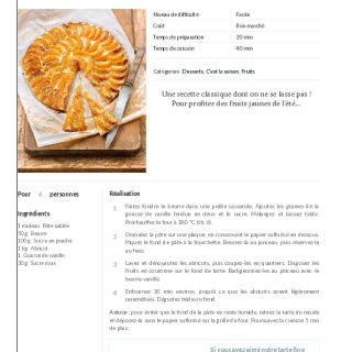 Tarte fine vanillée aux abricots