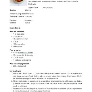 Boulettes d'aubergines à la parmigiana