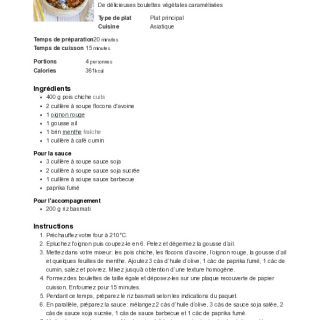 Boulettes de pois chiches caramélisées