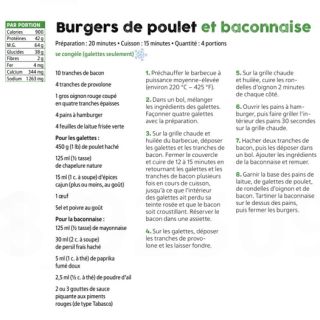 Burger poulet baconnaise
