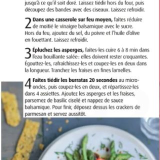 Burrata fraises asperges parmesan