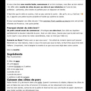 Côtes de porc grillées au cidre et aux...