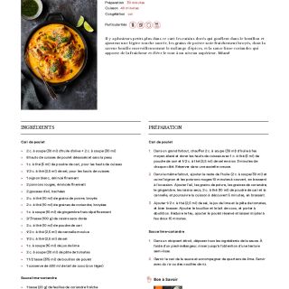 Cari de poulet et poivrons rouges, sauce...