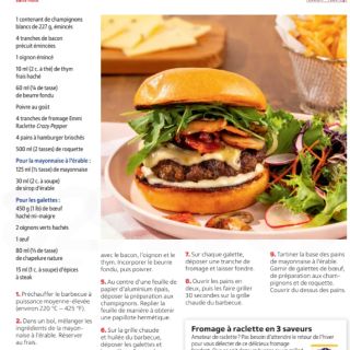 Cheeseburger raclette oignons champi bac...