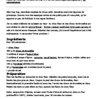 Chou-fleur et choux de Bruxelles rôtis,...