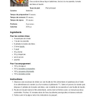 Cordons bleus de dinde roulés à l'ital...