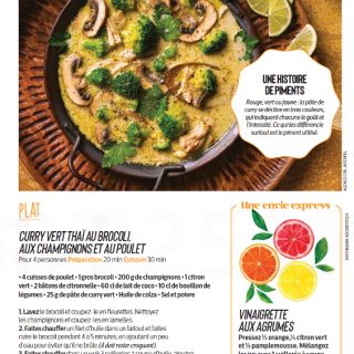 Curry thai champignon brocolis poulet