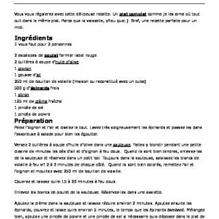 Escalopes de poulet au citron, ail et é...