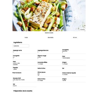 Feta rôti au four salade asperges courg...