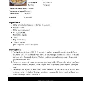 Gratin de pâtes collerettes au Bleu, Po...