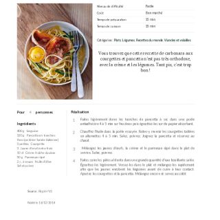 Linguines carbonara aux courgettes et pa...