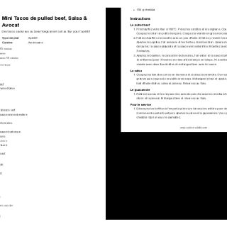 Mini Tacos de pulled beef, Salsa & Avoca...