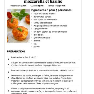Muffins apéritifs, tomates cerises, moz...
