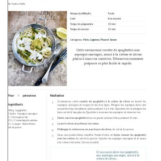 Pâtes aux asperges citron