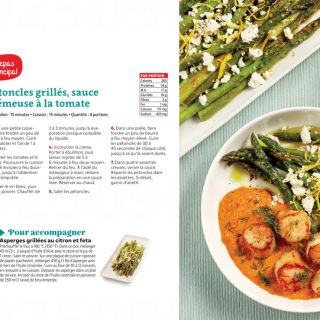 Pétoncles grillées, asperges sauce cr...