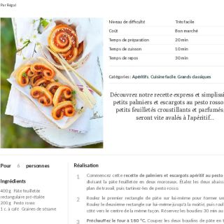 Palmier apéro pesto rosso