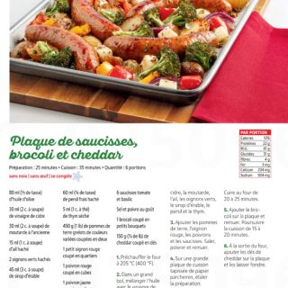 Plaque saucisses brocolis cheddar