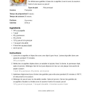 Röstis de courgettes, saumon fumé, sau...