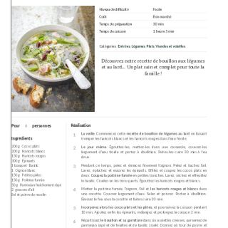 Recette bouillon de légumes au lard