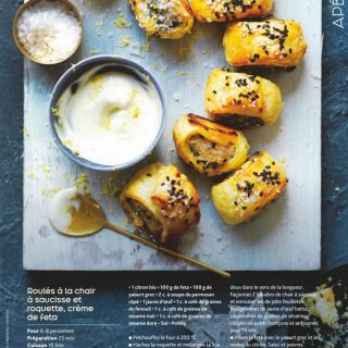 Roulés saucisses roquettes feta