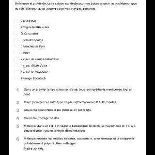 Salade d’orzo et lentilles