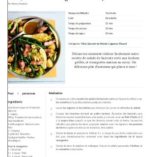 Salade haricots verts lardons au curry