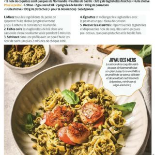 Tagliatelle pesto pistache, st jacques