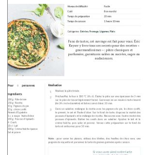 Tarte aux épinards et à la ricotta