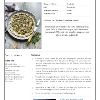 Tarte aux champignons et au bleu