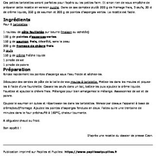 Tartelettes au saumon, asperges et froma...